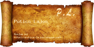 Putics Lajos névjegykártya